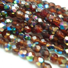 3mm Czech Firepolish Beads - Ruby Vitrail - Pack of 50