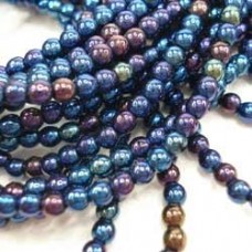 3mm Czech Round Beads - Blue Iris - Pack of 100