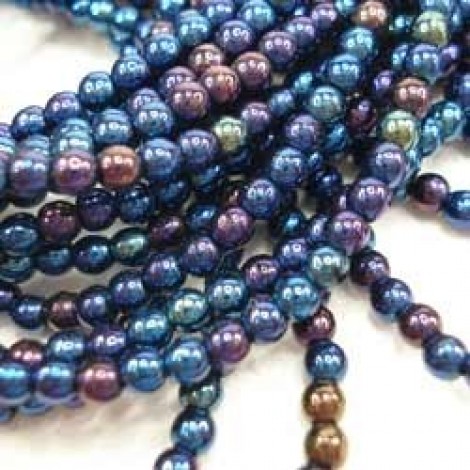 3mm Czech Round Beads - Blue Iris - Pack of 100