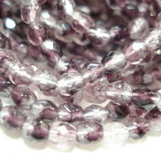 3mm Czech Firepolish Glass Beads - Icy Eggplant - Pack of 50