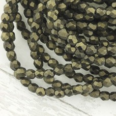 3mm Czech Firepolish Beads - Metallic Suede Gold - Pack of 50