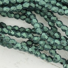 3mm Cz Firepolish Beads - Metallic Suede Light Green