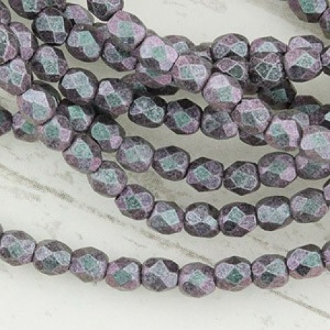 3mm Cz Firepolish Beads - Polychrome Orchid Aqua