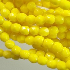 3mm Czech Firepolish Beads - Opaque Sunflower Yellow - Pack of 50