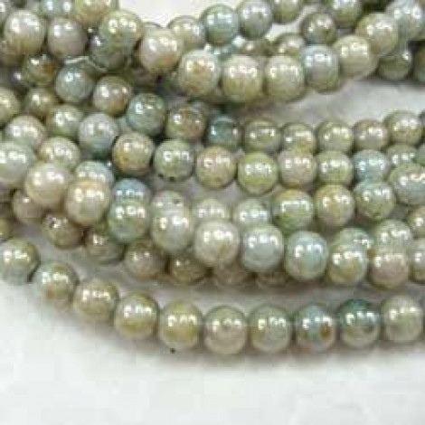 3mm Czech Round Beads - Luster Opaque Green - Pack of 100