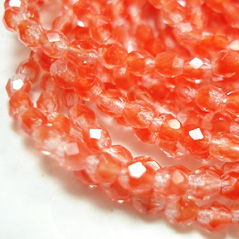 3mm Czech Firepolish Glass Beads - Watermelon - Pack of 50
