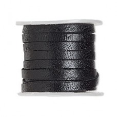 3mm Black Flat Soft Leather Cord
