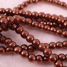 3mm Czech Bronze Round Beads - Pack of 100