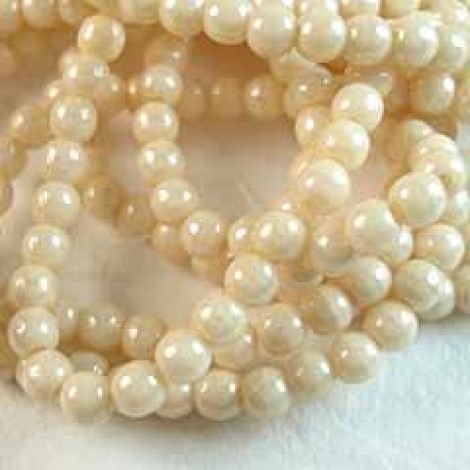 3mm Czech Round Druk Beads - Opaque Luster Champagne - Pack of 50