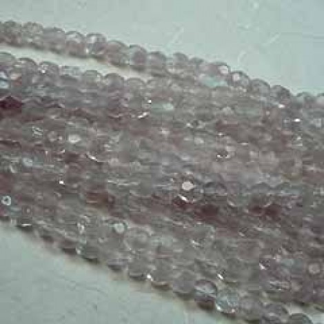 3mm Czech Fire Polished Beads - Crystal/Milky Amethyst - Pack of 50