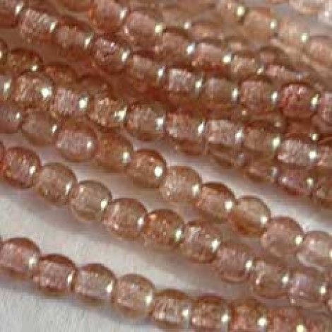 3mm Transparent Topaz Pink Lustre Round Beads - Pack of 100