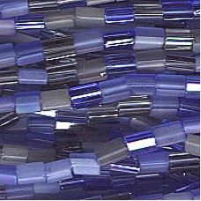 5x3.5mm Denim Megamix Rectangular Atlas Beads - 12gm (app 130 beads)