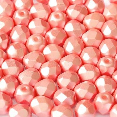4mm Czech Firepolish Beads - Pastel Light Coral - Pack of 50