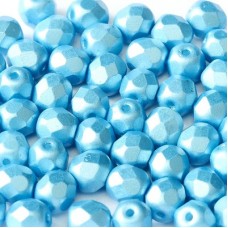 4mm Czech Firepolish Beads - Alabaster Pastel Turquoise - Pack of 50