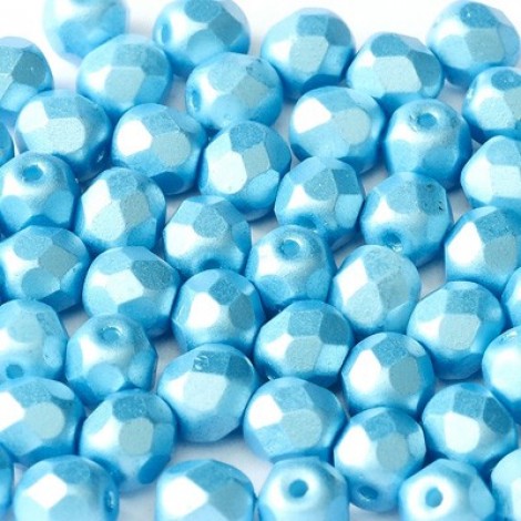 4mm Czech Firepolish Beads - Alabaster Pastel Turquoise - Pack of 50
