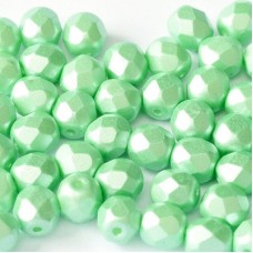 4mm Czech Firepolish Beads - Pastel Light Green