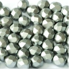 6mm Czech Firepolish Beads - Pastel Light Grey - Pack of 20
