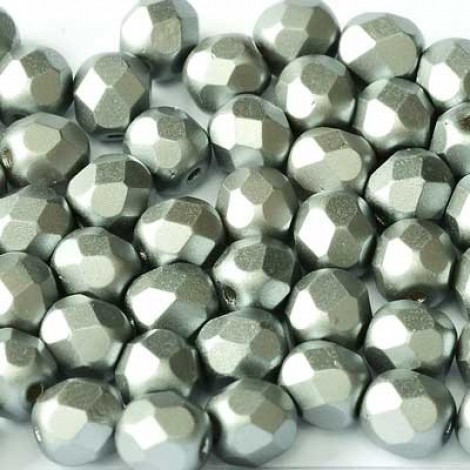 6mm Czech Firepolish Beads - Pastel Light Grey - Pack of 20