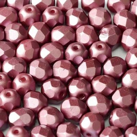 6mm Czech Firepolish Beads - Pastel Burgundy