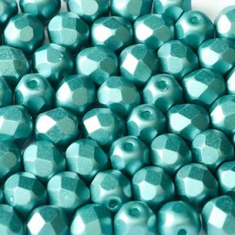 4mm Czech Firepolish Beads - Pastel Emerald - Pack of 50