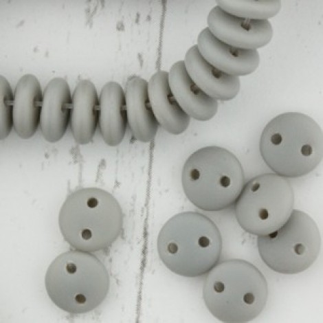 6mm Czechmates 2-Hole Lentils - Ashen Grey-Matte  - Pack of 50