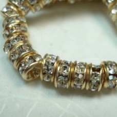 5mm Gold Czech Quality Rhinestone Rondelles - Crystal - Pack of 4