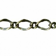 6x8.8mm Hammered Long & Short Curb Chain - Ant Brass