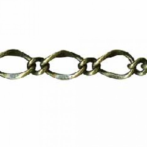 6x8.8mm Hammered Long & Short Curb Chain - Ant Brass - Per metre