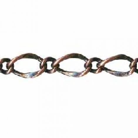 6x8.8mm Hammered Long & Short Curb Chain - Ant Copper - Per metre
