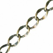 6mm Antique Brass Hammered Curb Chain - Per metre