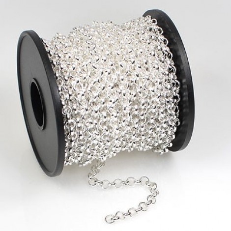 4.5mm Silver Plated Unsoldered Rollo Chain - per metre