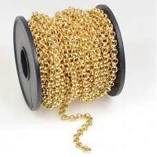 4.5mm Gold Plated Unsoldered Rollo Chain - Per metre
