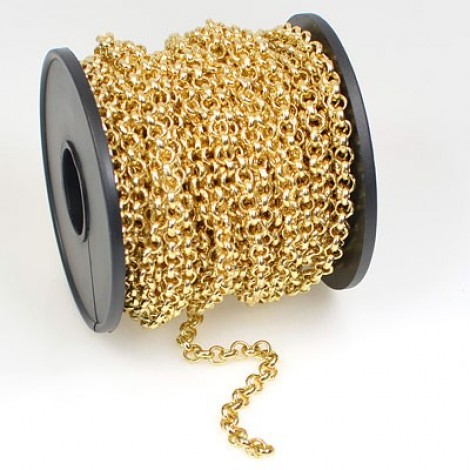 4.5mm Gold Plated Unsoldered Rollo Chain - Per metre
