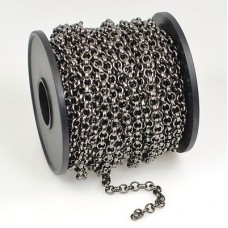 4.5mm Gunmetal Plated Unsoldered Rollo Chain - Per metre