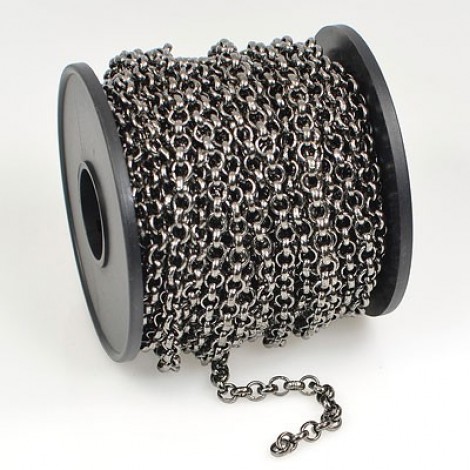 4.5mm Gunmetal Plated Unsoldered Rollo Chain - Per metre 4.5mm Gunmetal Plated Unsoldered Rollo Chain - Per metre
