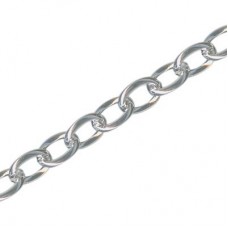 4.6x6.3mm Drawn Cable Chain - White Plated - Per metre