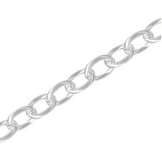 4.6x6.3mm Drawn Cable Chain - Silver Plated Brass - Per metre