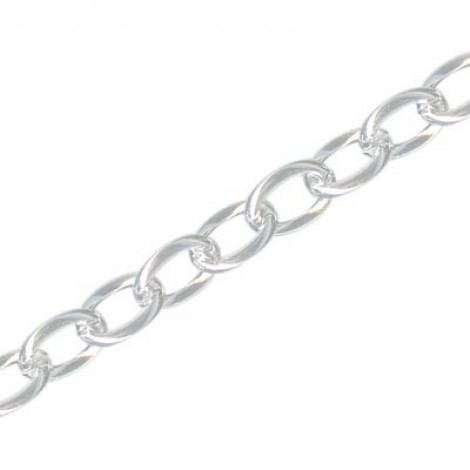 4.6x6.3mm Drawn Cable Chain - Silver Plated Brass - Per metre 4.6x6.3mm Drawn Cable Chain - Silver Plated Brass - Per metre