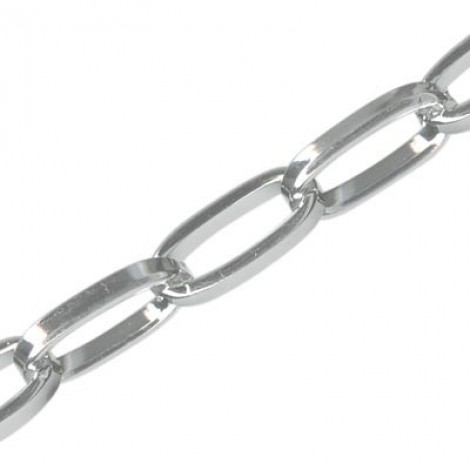 5.5x12mm Drawn Flat Cable Chain - White Plated Steel - Per metre