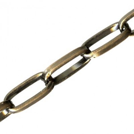 5.5x12mm Drawn Flat Cable Chain - Antique Brass Plate - Per metre