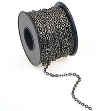 2.8mm Antique Brass Flattened Cable Chain - Per Metre