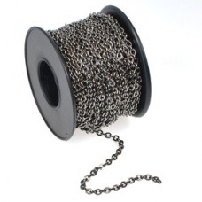 2.8mm Gunmetal Plated Brass Flattened Cable Chain - Per Metre