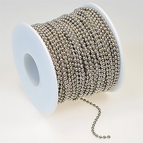 2.4mm Silver Steel Ball Chain - Per metre