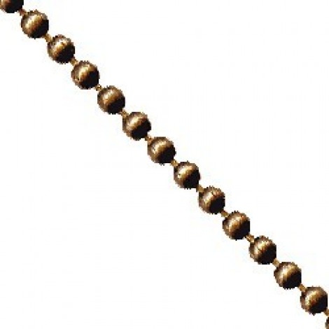 2.1mm Antique Brass Plated Steel Ball Chain - 31m