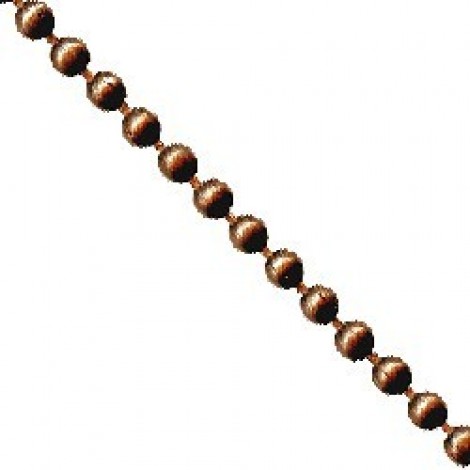 2.1mm Antique Copper Plated Steel Ball Chain - 31m