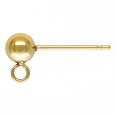 4mm 14K Gold Filled Ball Earposts with Closed Loop - Per Pair