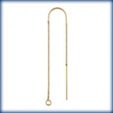 14K Gold Filled U-Threader Drop Box Chain Ear Threads with Ring