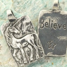 Green Girl Studios - 30x16mm Unicorn Pendant - Antique Pewter - Each