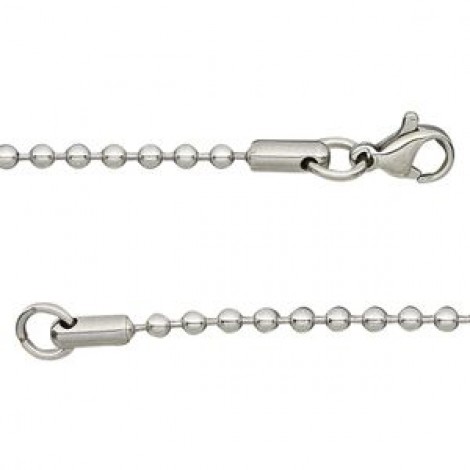 18 in (46cm) 304 Stainless Steel Ball Chain Necklaces w-Extension Chain - Each