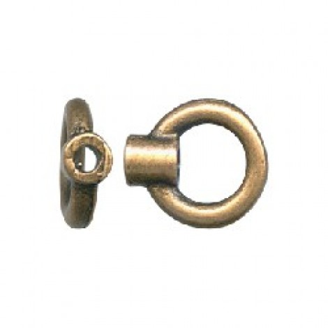 1.5mm ID Crimp Cord End w/Ring - Ant Brass Plated